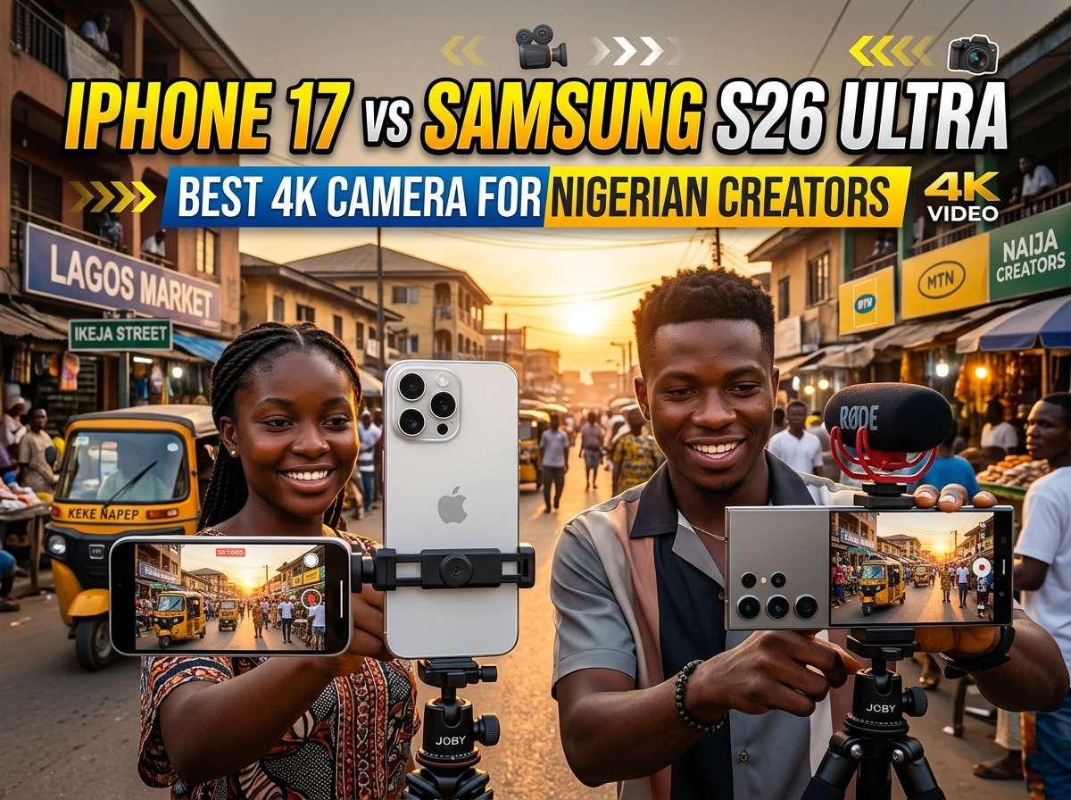 Thumbnail for iPhone 17 vs Samsung S26 Ultra: Best 4K Camera for Nigerian Creators (2026)
